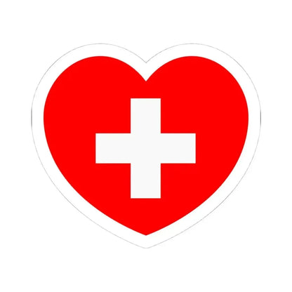 Heart Flag of Switzerland - STICKER Vinyl Kiss-Cut Decal 4 Inch White - The Sticker Space