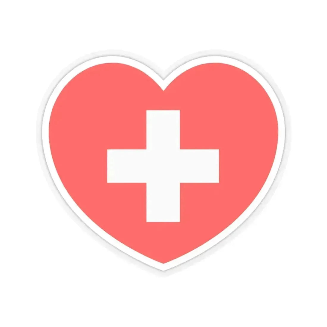 Heart Flag of Switzerland - STICKER Vinyl Kiss-Cut Decal 6 Inch Transparent - The Sticker Space