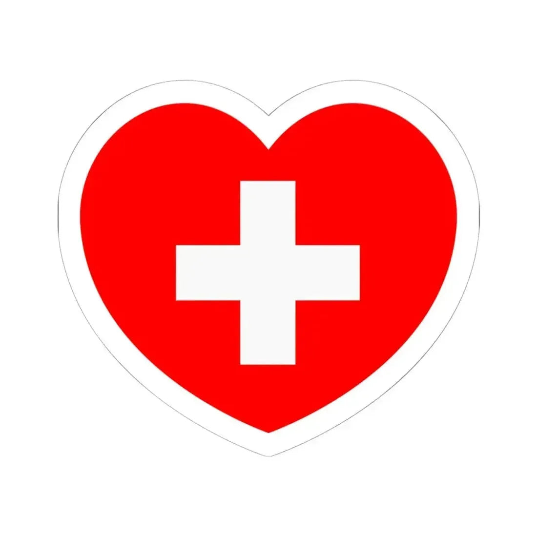 Heart Flag of Switzerland - STICKER Vinyl Kiss-Cut Decal 6 Inch White - The Sticker Space
