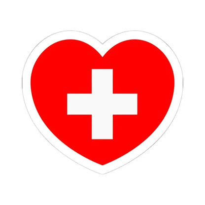 Heart Flag of Switzerland - STICKER Vinyl Kiss-Cut Decal 6 Inch White - The Sticker Space
