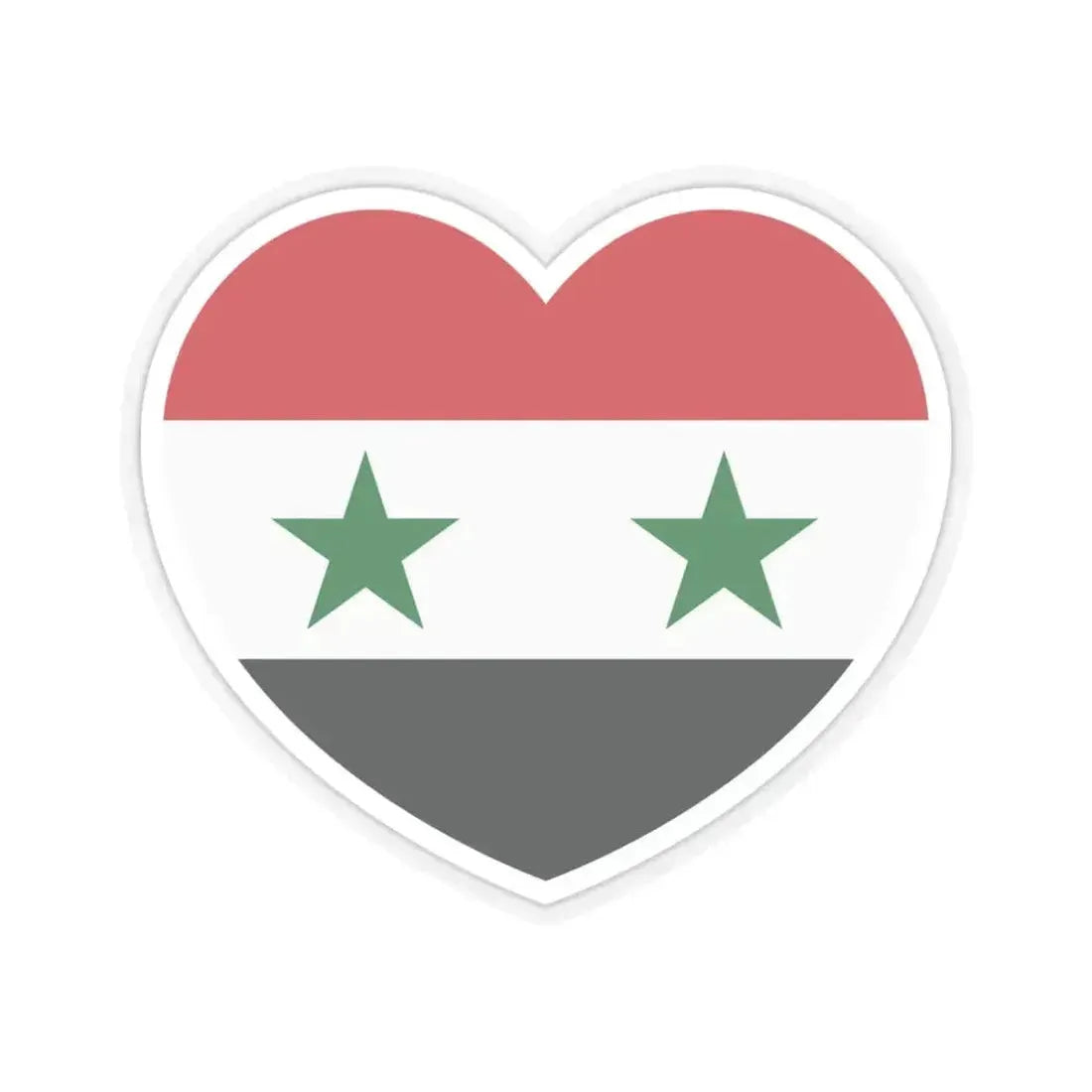 Heart Flag of Syria - STICKER Vinyl Kiss-Cut Decal 3 Inch Transparent - The Sticker Space