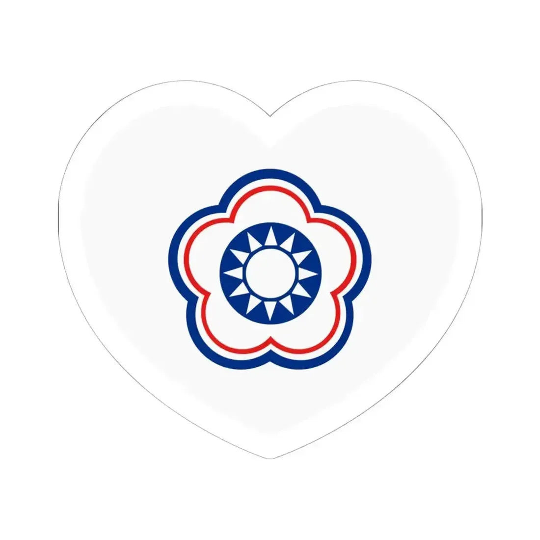 Heart Flag of Taiwan (Chinese Taipei) - STICKER Vinyl Kiss-Cut Decal 6 Inch White - The Sticker Space