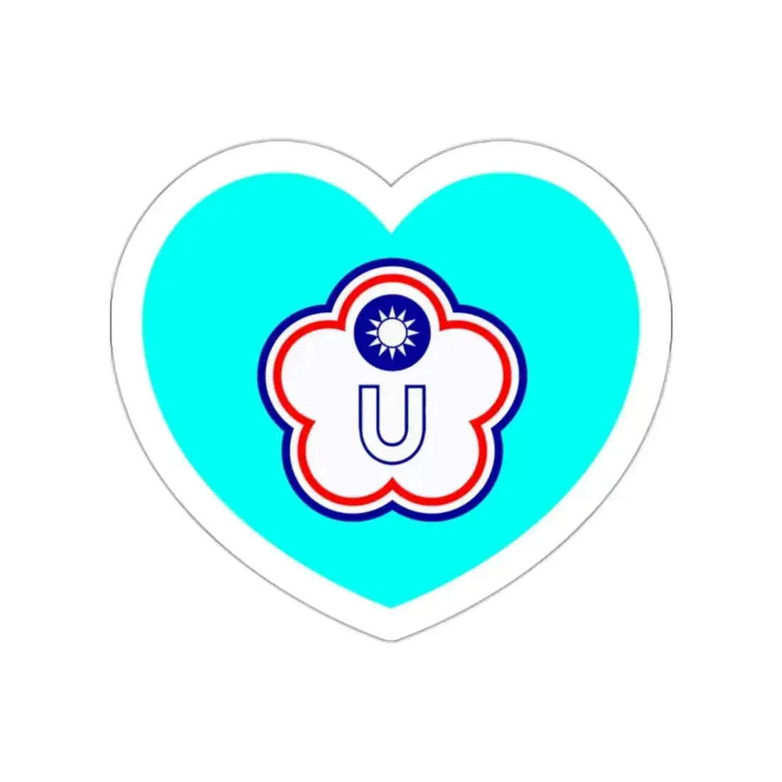Heart Flag of Taiwan (Chinese Taipei) Universiade - STICKER Vinyl Die-Cut Decal White Die-Cut 2 Inch - The Sticker Space