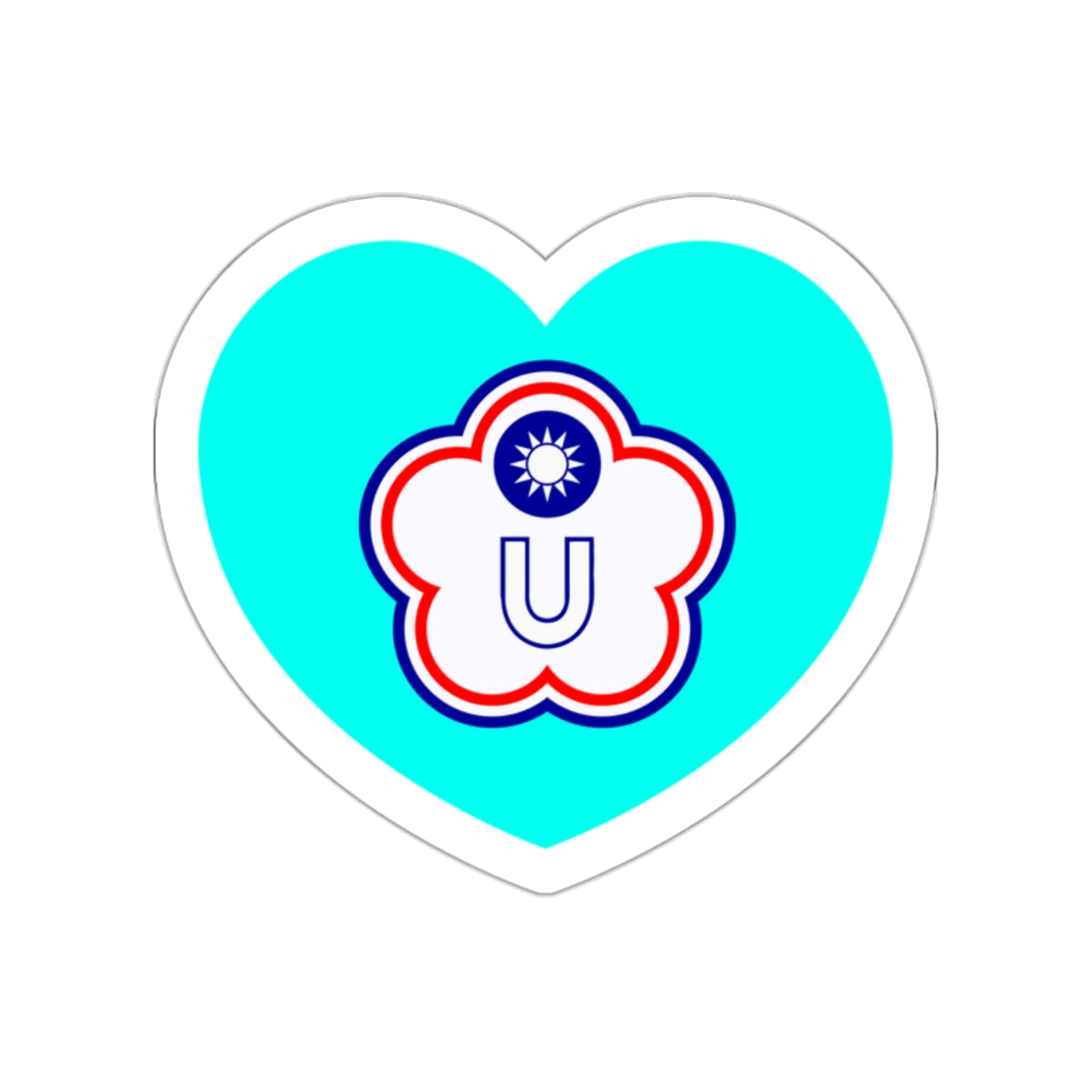 Heart Flag of Taiwan (Chinese Taipei) Universiade - STICKER Vinyl Die-Cut Decal-White-The Sticker Space