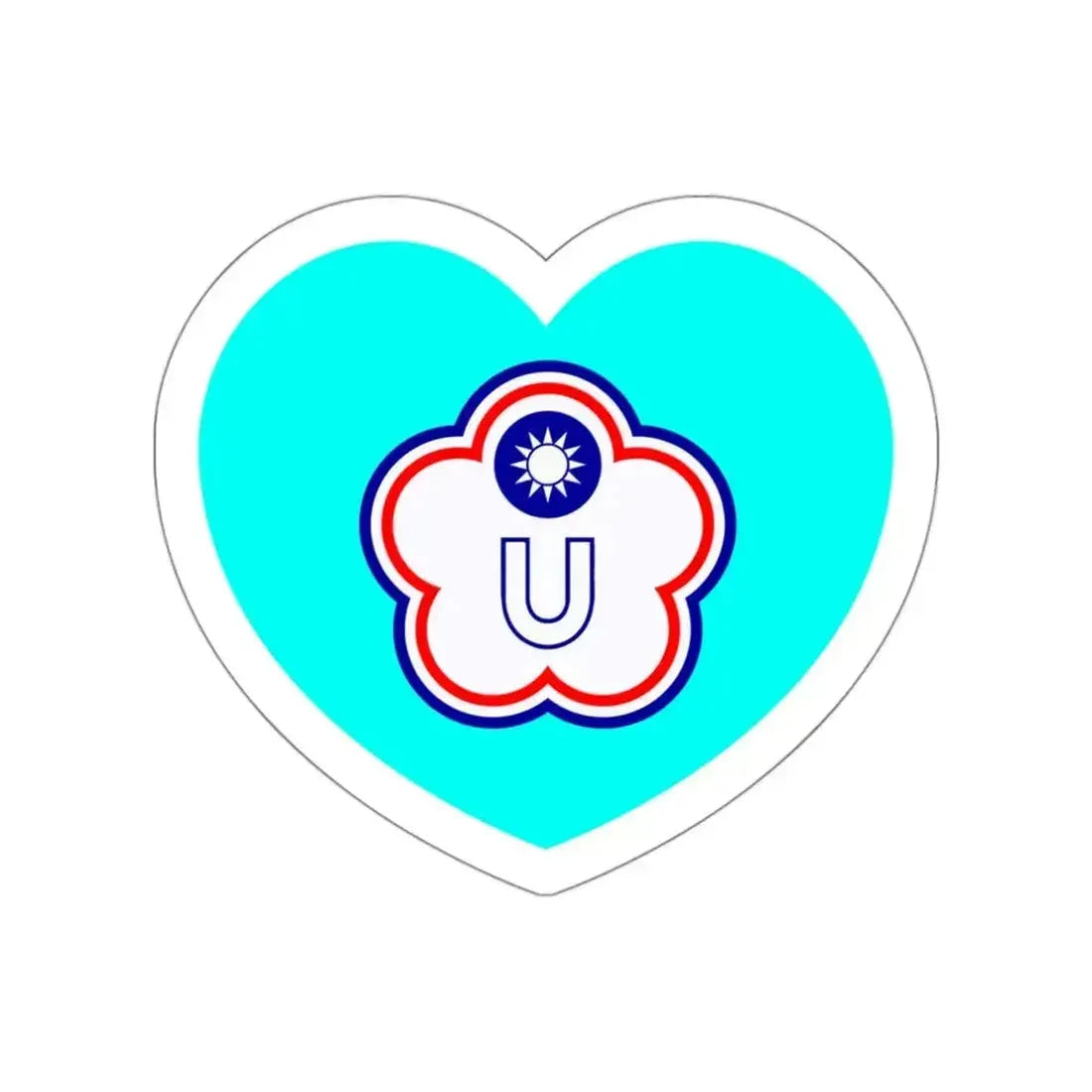 Heart Flag of Taiwan (Chinese Taipei) Universiade - STICKER Vinyl Die-Cut Decal White Die-Cut 3 Inch - The Sticker Space