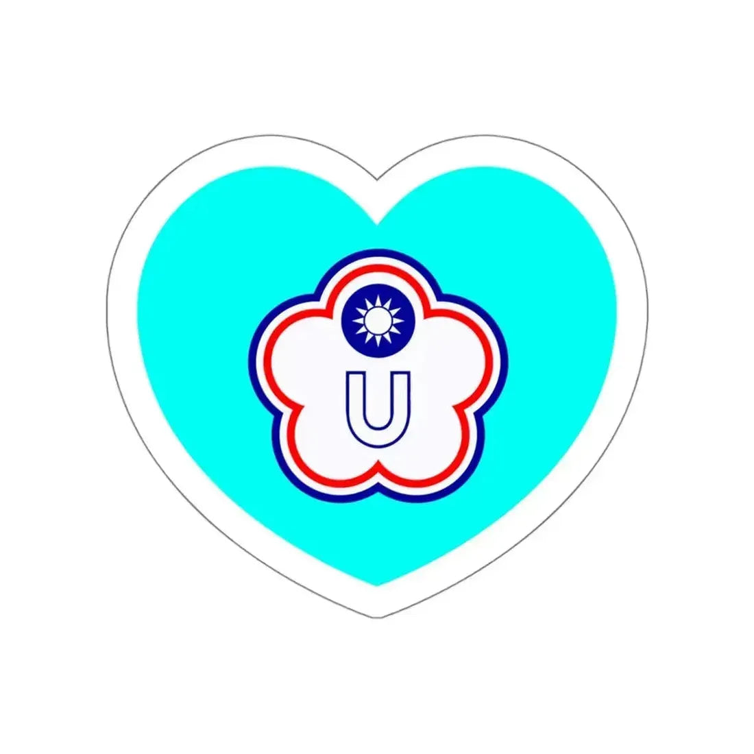 Heart Flag of Taiwan (Chinese Taipei) Universiade - STICKER Vinyl Die-Cut Decal White Die-Cut 4 Inch - The Sticker Space