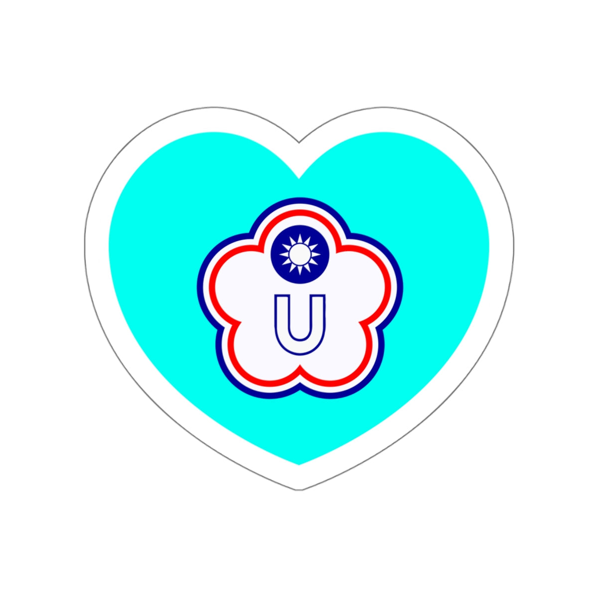 Heart Flag of Taiwan (Chinese Taipei) Universiade - STICKER Vinyl Die-Cut Decal-White-The Sticker Space