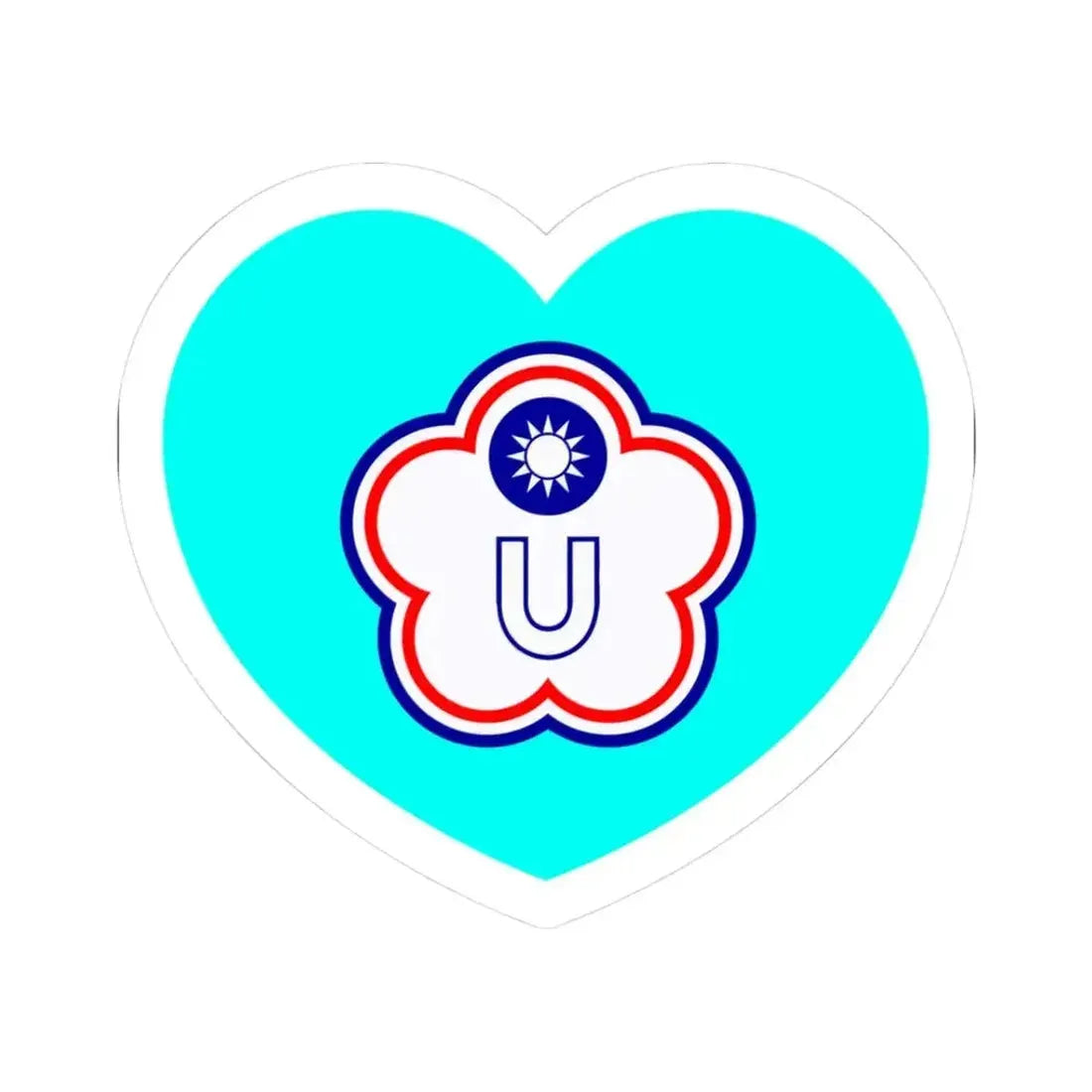 Heart Flag of Taiwan (Chinese Taipei) Universiade - STICKER Vinyl Kiss-Cut Decal 3 Inch White - The Sticker Space