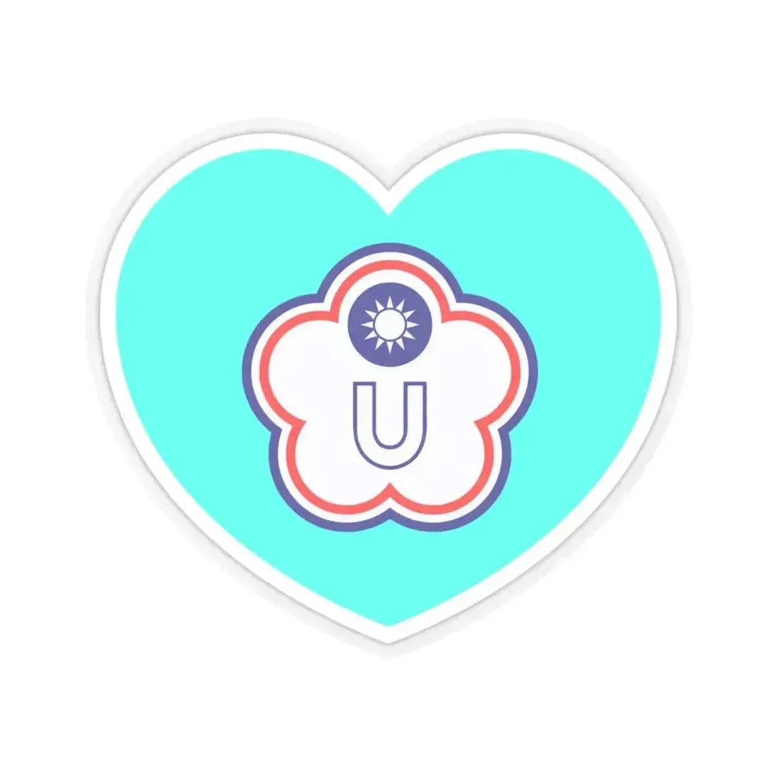 Heart Flag of Taiwan (Chinese Taipei) Universiade - STICKER Vinyl Kiss-Cut Decal 4 Inch Transparent - The Sticker Space