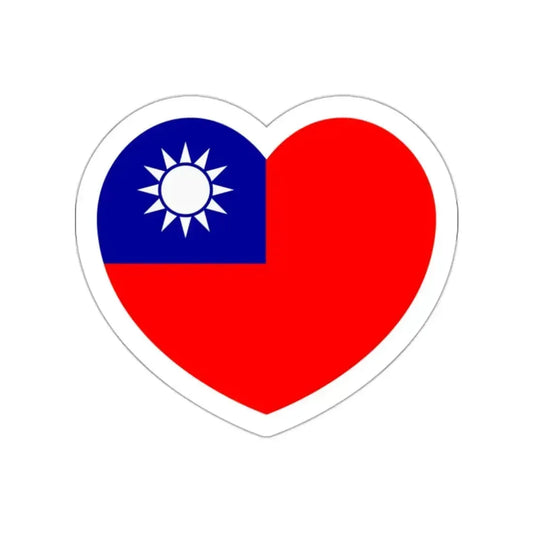 Heart Flag of Taiwan - STICKER Vinyl Die-Cut Decal White Die-Cut 2 Inch - The Sticker Space