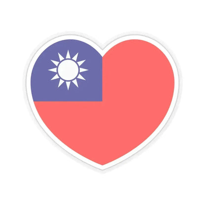 Heart Flag of Taiwan - STICKER Vinyl Kiss-Cut Decal 3 Inch Transparent - The Sticker Space