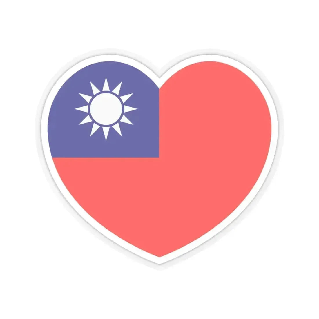 Heart Flag of Taiwan - STICKER Vinyl Kiss-Cut Decal 4 Inch Transparent - The Sticker Space