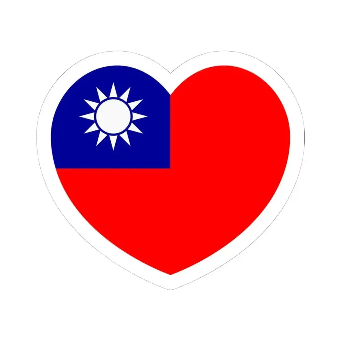 Heart Flag of Taiwan - STICKER Vinyl Kiss-Cut Decal 4 Inch White - The Sticker Space