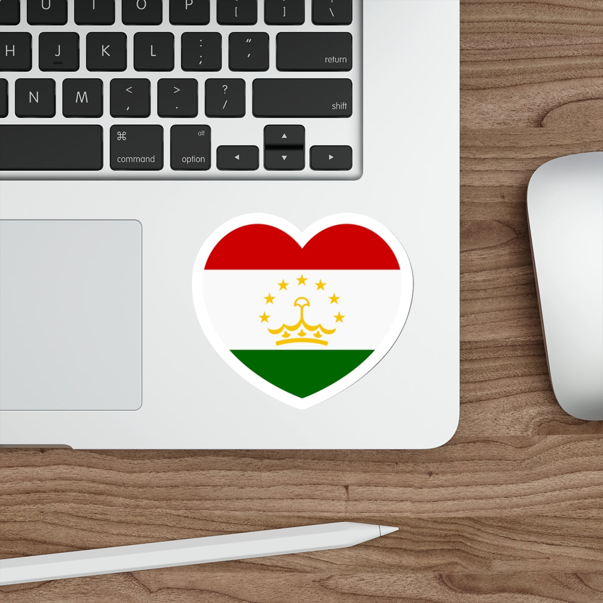 Heart Flag of Tajikistan - STICKER Vinyl Die-Cut Decal