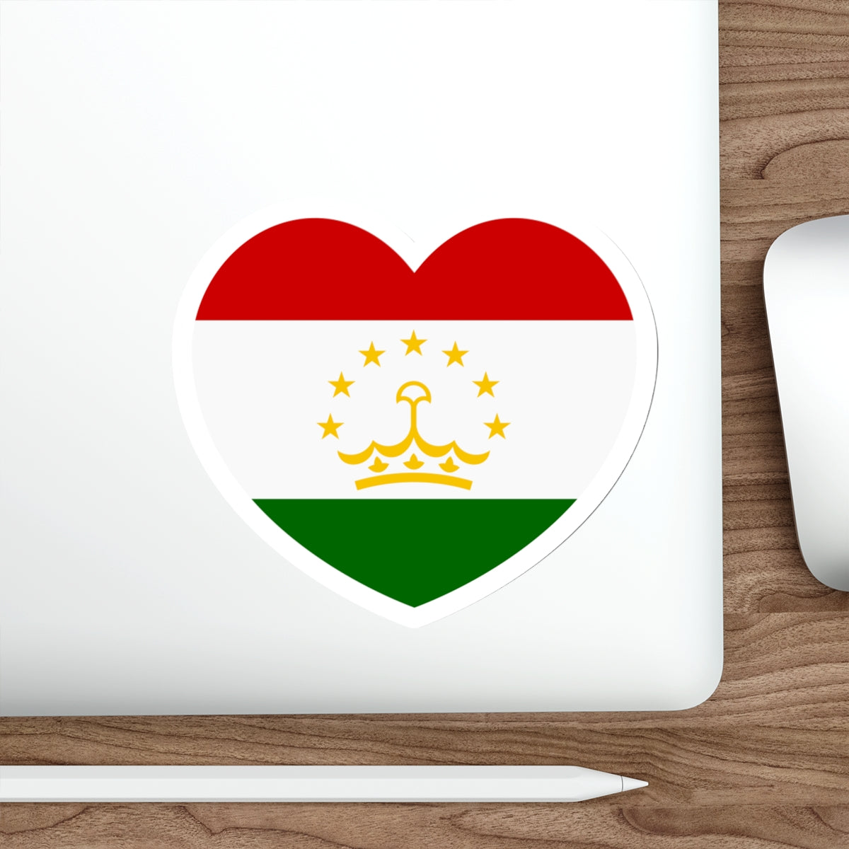 Heart Flag of Tajikistan - STICKER Vinyl Die-Cut Decal