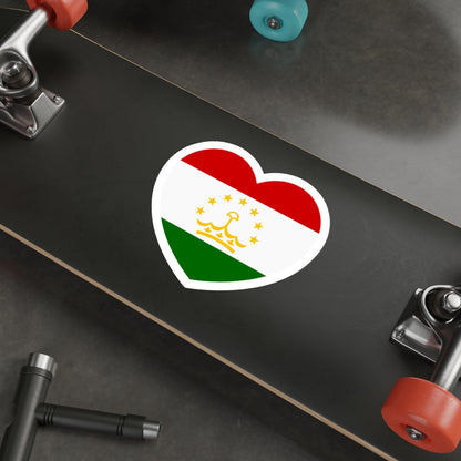 Heart Flag of Tajikistan - STICKER Vinyl Die-Cut Decal