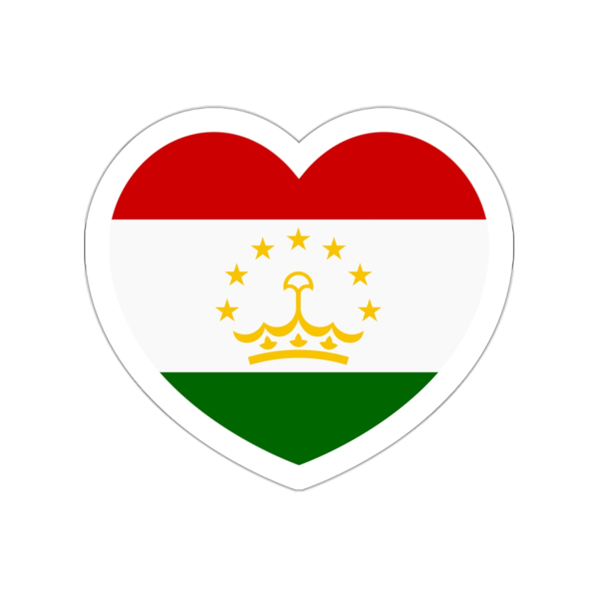 Heart Flag of Tajikistan - STICKER Vinyl Die-Cut Decal