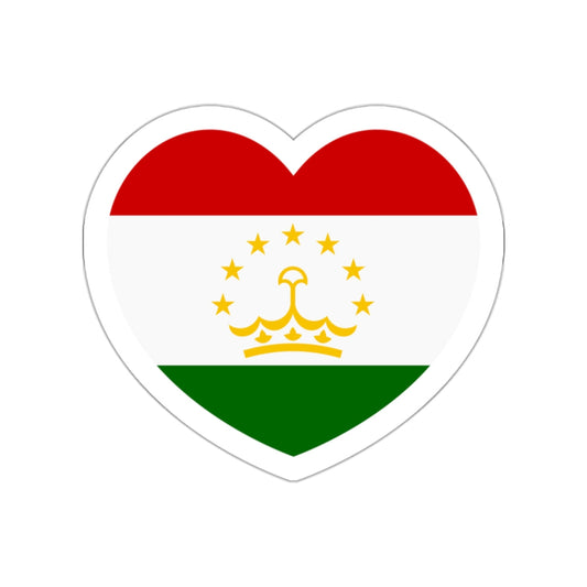 Heart Flag of Tajikistan - STICKER Vinyl Die-Cut Decal