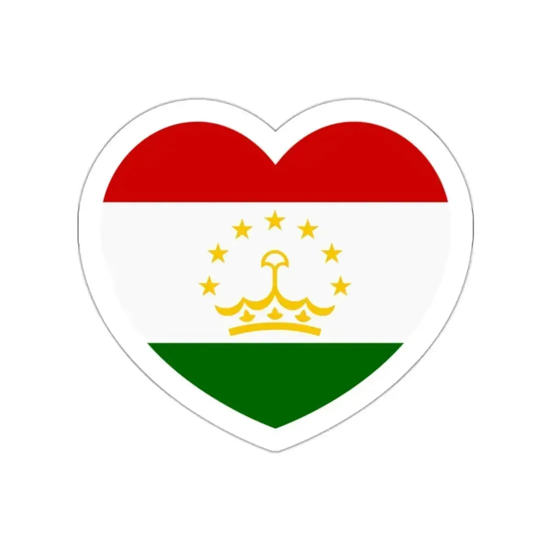 Heart Flag of Tajikistan - STICKER Vinyl Die-Cut Decal White Die-Cut 2 Inch - The Sticker Space