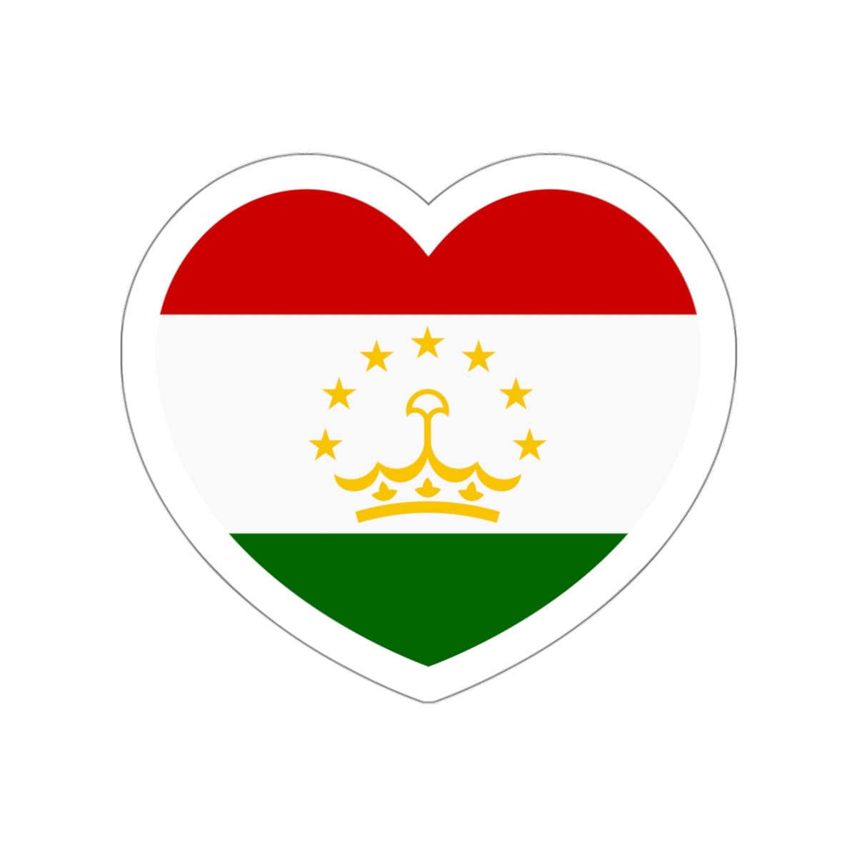 Heart Flag of Tajikistan - STICKER Vinyl Die-Cut Decal