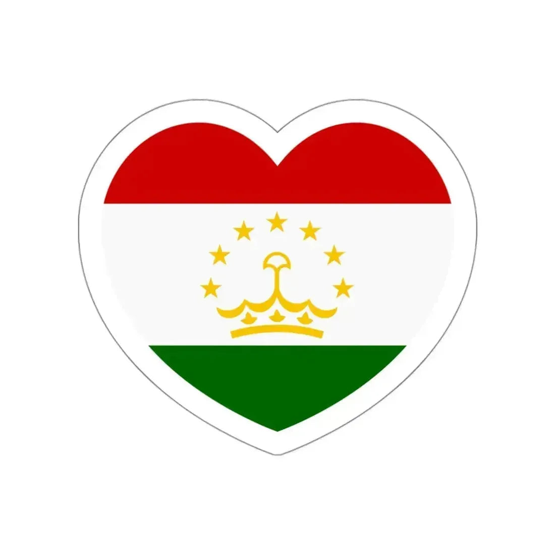 Heart Flag of Tajikistan - STICKER Vinyl Die-Cut Decal White Die-Cut 3 Inch - The Sticker Space