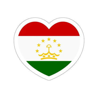 Heart Flag of Tajikistan - STICKER Vinyl Die-Cut Decal White Die-Cut 4 Inch - The Sticker Space