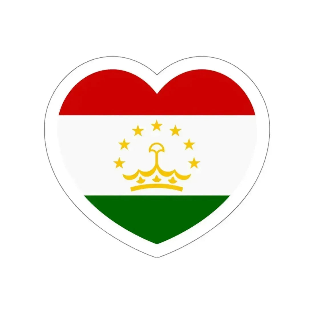 Heart Flag of Tajikistan - STICKER Vinyl Die-Cut Decal White Die-Cut 6 Inch - The Sticker Space