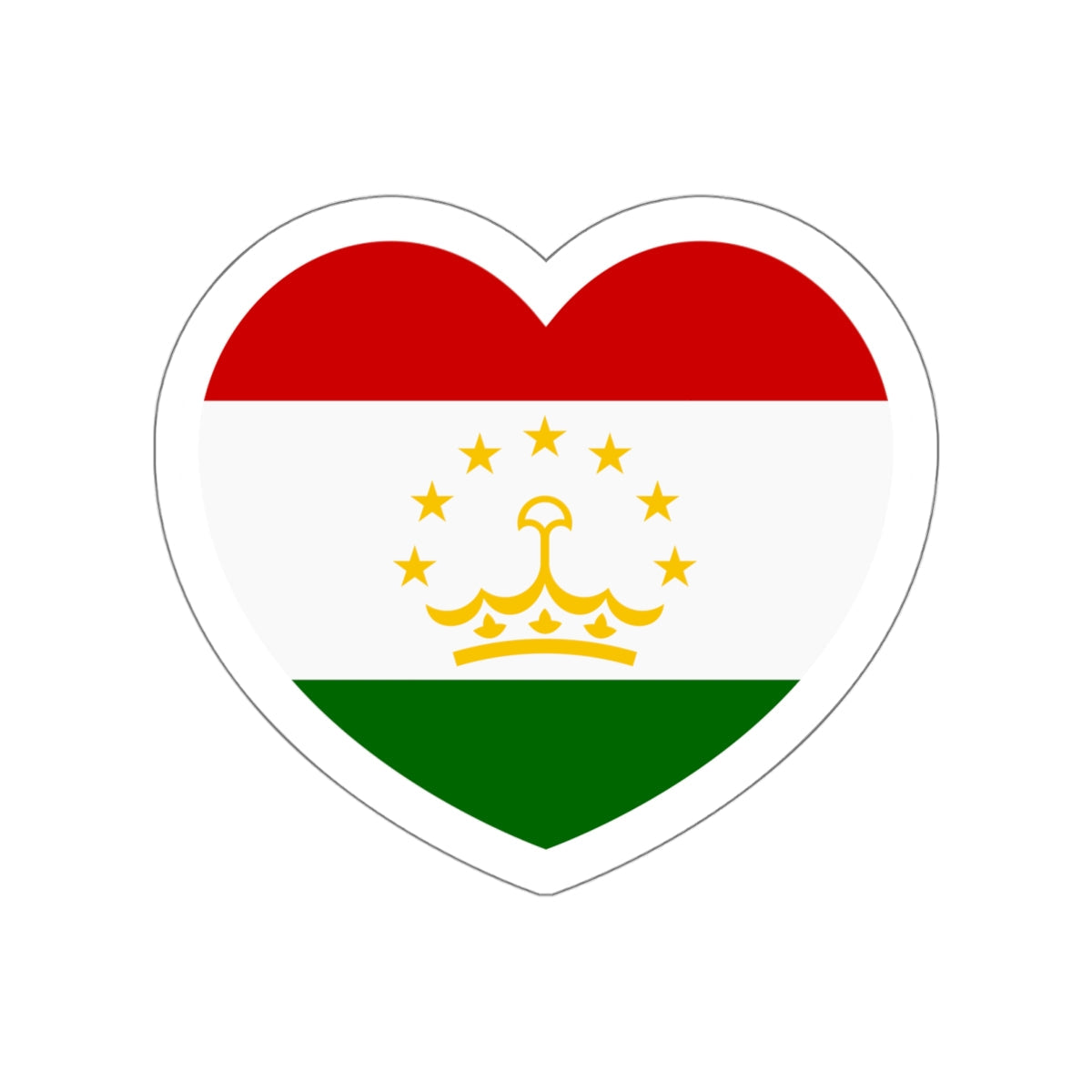 Heart Flag of Tajikistan - STICKER Vinyl Die-Cut Decal