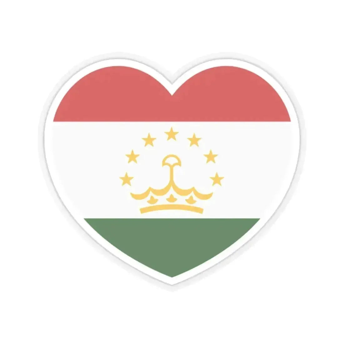 Heart Flag of Tajikistan - STICKER Vinyl Kiss-Cut Decal 2 Inch Transparent - The Sticker Space