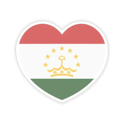 Heart Flag of Tajikistan - STICKER Vinyl Kiss-Cut Decal 2 Inch Transparent - The Sticker Space