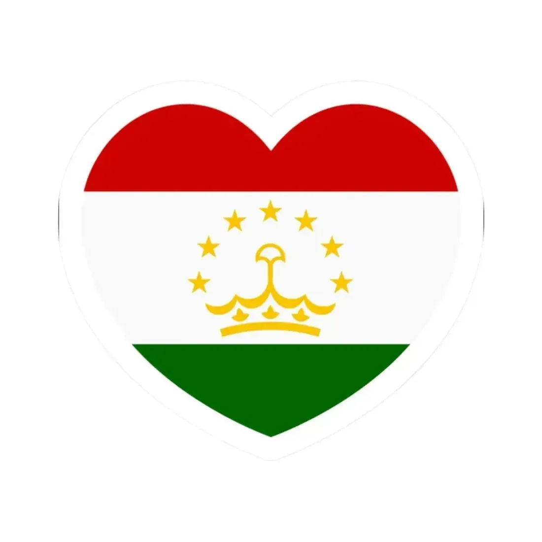 Heart Flag of Tajikistan - STICKER Vinyl Kiss-Cut Decal 2 Inch White - The Sticker Space