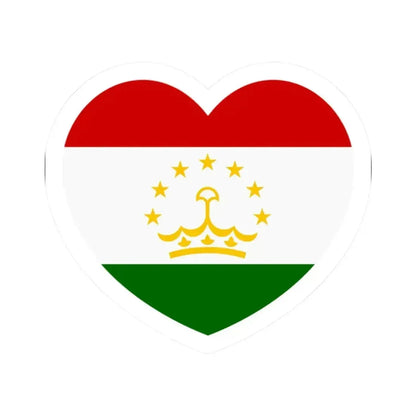 Heart Flag of Tajikistan - STICKER Vinyl Kiss-Cut Decal 2 Inch White - The Sticker Space