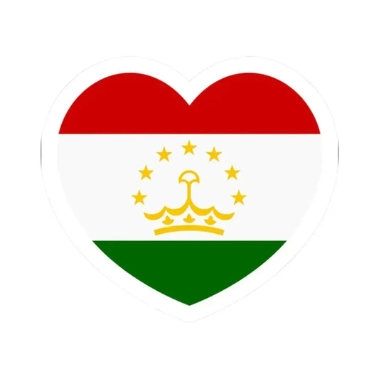 Heart Flag of Tajikistan - STICKER Vinyl Kiss-Cut Decal 2 Inch White - The Sticker Space