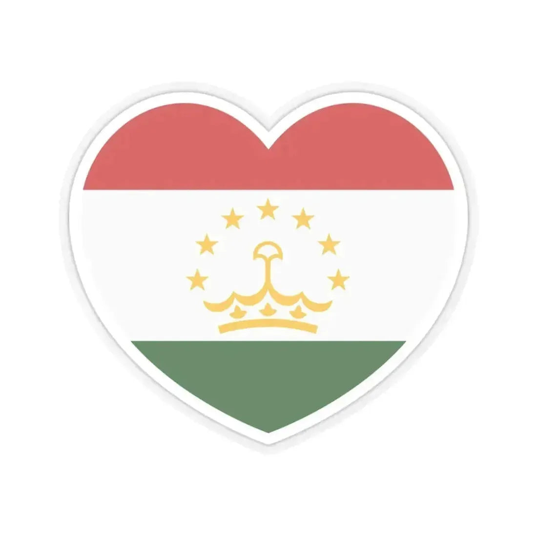 Heart Flag of Tajikistan - STICKER Vinyl Kiss-Cut Decal 3 Inch Transparent - The Sticker Space
