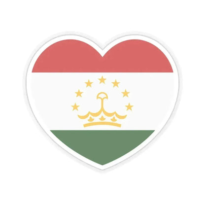 Heart Flag of Tajikistan - STICKER Vinyl Kiss-Cut Decal 3 Inch Transparent - The Sticker Space