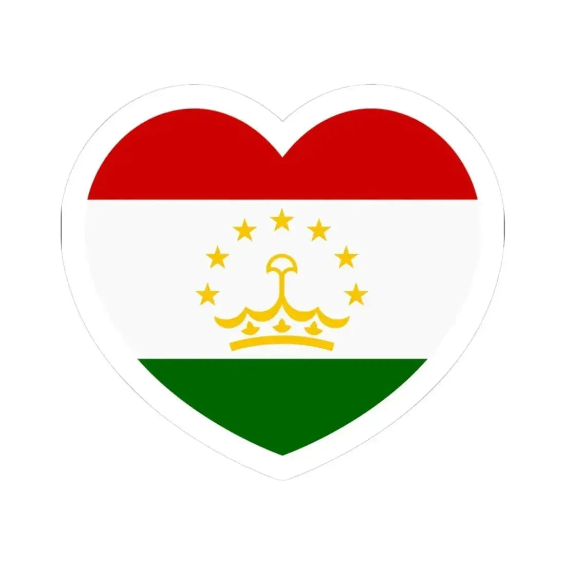 Heart Flag of Tajikistan - STICKER Vinyl Kiss-Cut Decal 3 Inch White - The Sticker Space
