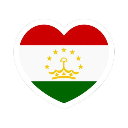 Heart Flag of Tajikistan - STICKER Vinyl Kiss-Cut Decal 3 Inch White - The Sticker Space