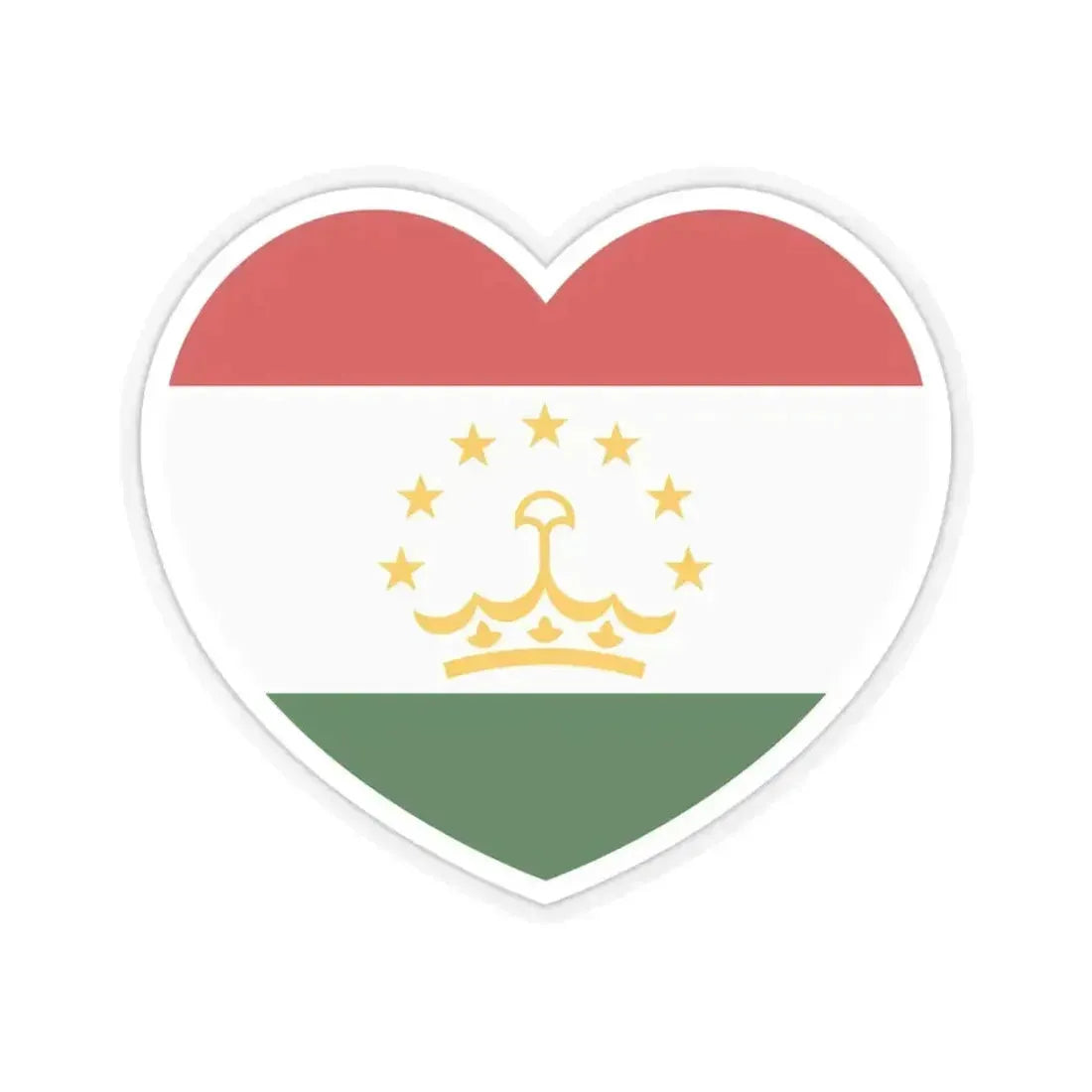 Heart Flag of Tajikistan - STICKER Vinyl Kiss-Cut Decal 4 Inch Transparent - The Sticker Space