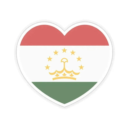 Heart Flag of Tajikistan - STICKER Vinyl Kiss-Cut Decal 4 Inch Transparent - The Sticker Space