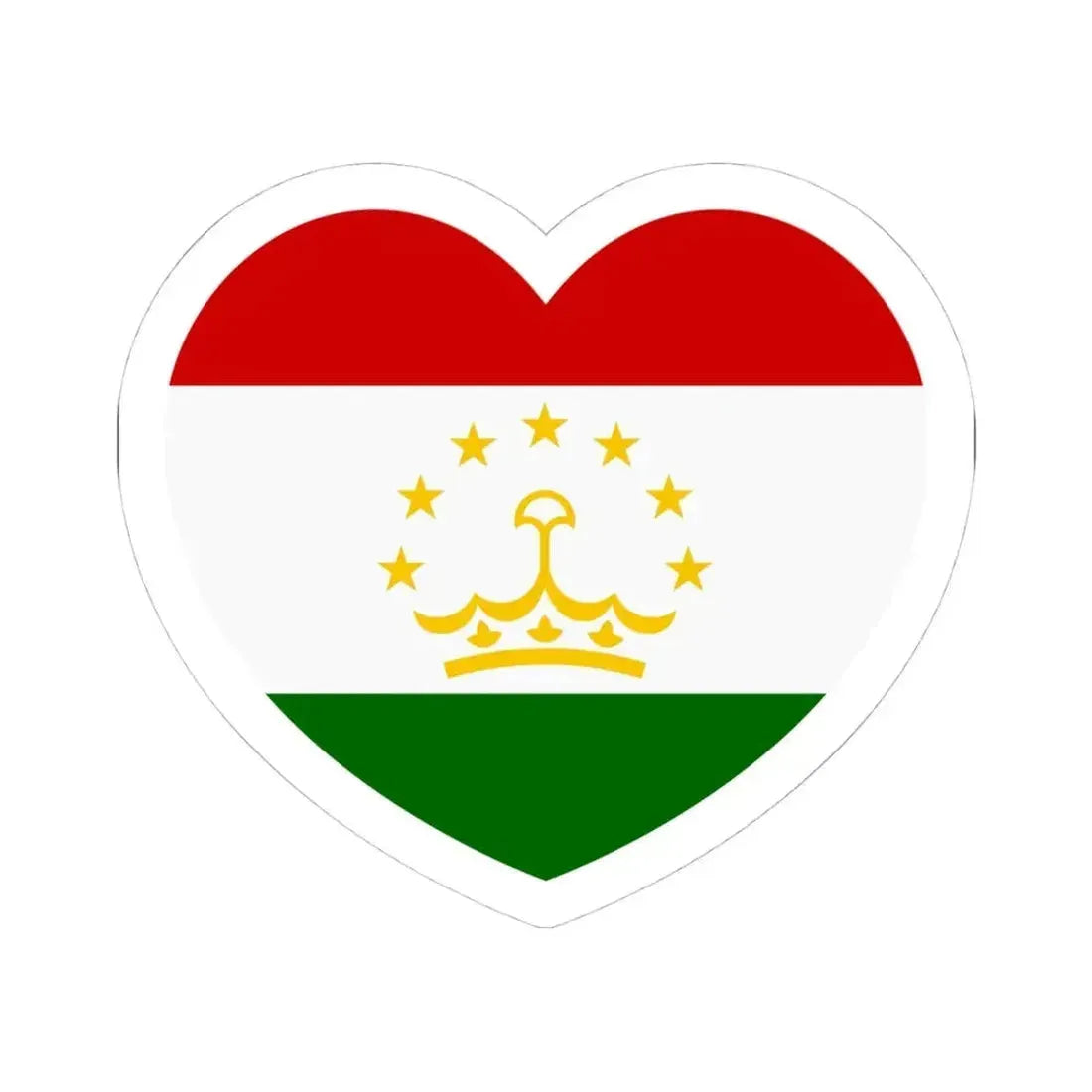 Heart Flag of Tajikistan - STICKER Vinyl Kiss-Cut Decal 4 Inch White - The Sticker Space