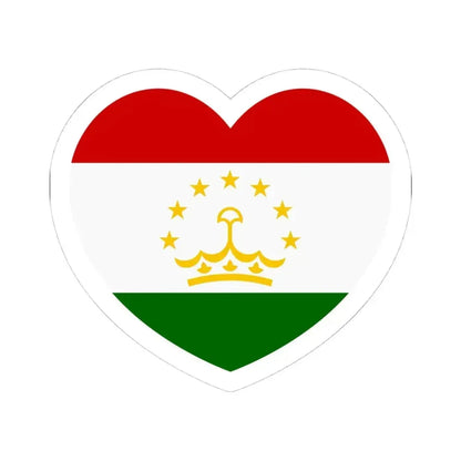 Heart Flag of Tajikistan - STICKER Vinyl Kiss-Cut Decal 4 Inch White - The Sticker Space