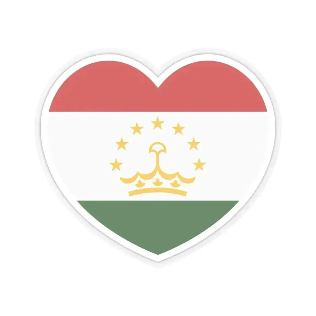 Heart Flag of Tajikistan - STICKER Vinyl Kiss-Cut Decal 6 Inch Transparent - The Sticker Space