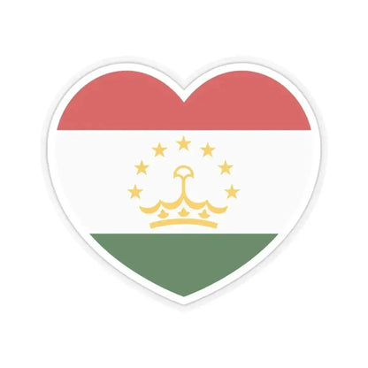 Heart Flag of Tajikistan - STICKER Vinyl Kiss-Cut Decal 6 Inch Transparent - The Sticker Space