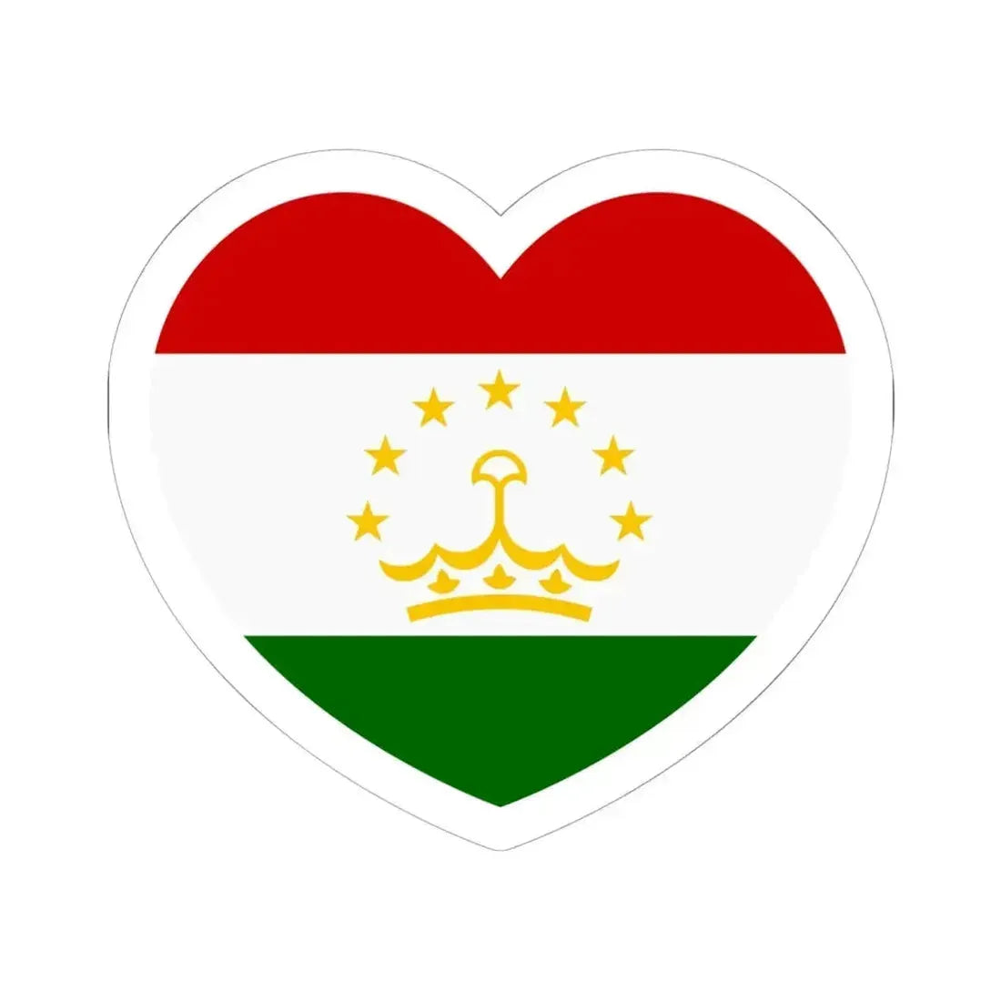 Heart Flag of Tajikistan - STICKER Vinyl Kiss-Cut Decal 6 Inch White - The Sticker Space