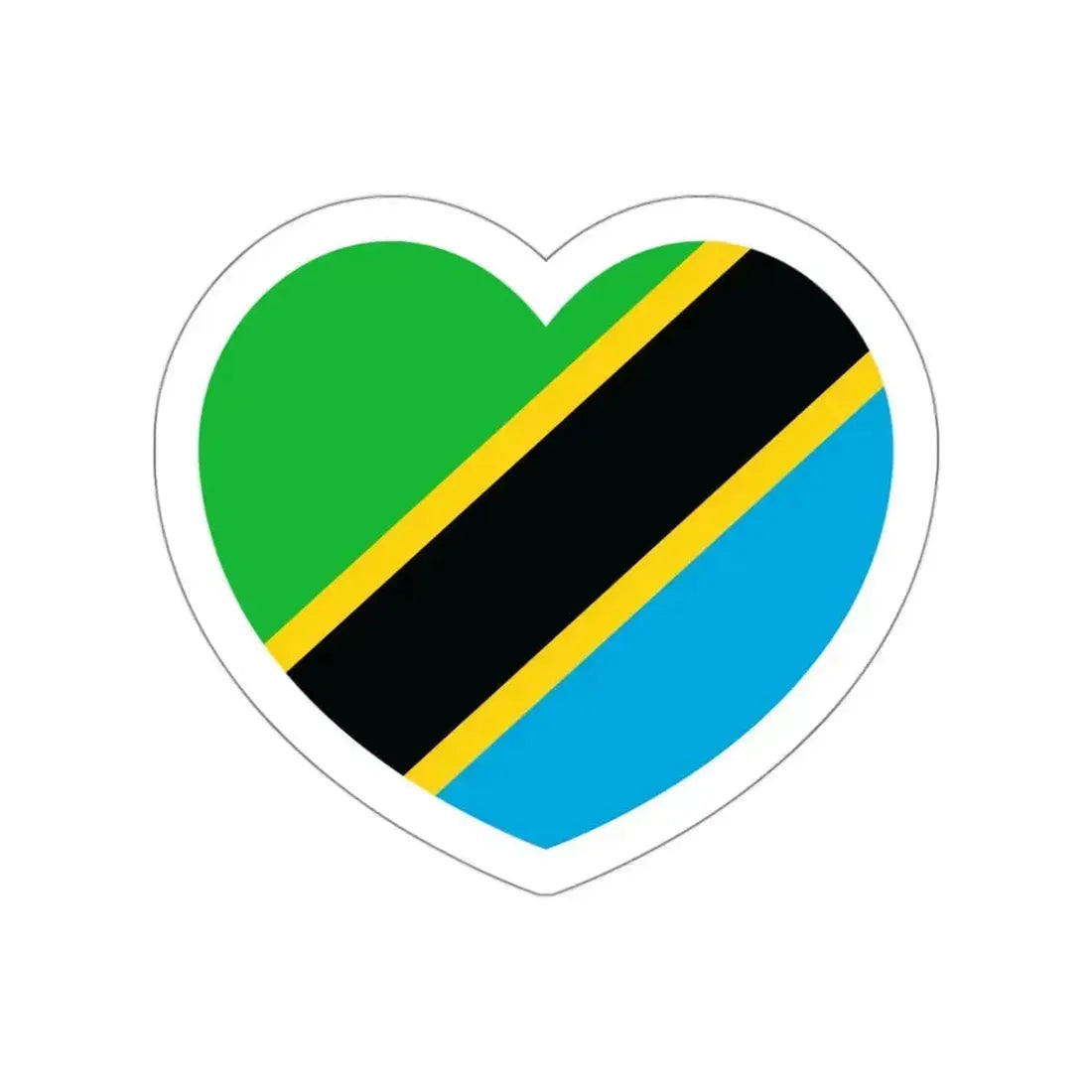Heart Flag of Tanzania - STICKER Vinyl Die-Cut Decal White Die-Cut 3 Inch - The Sticker Space
