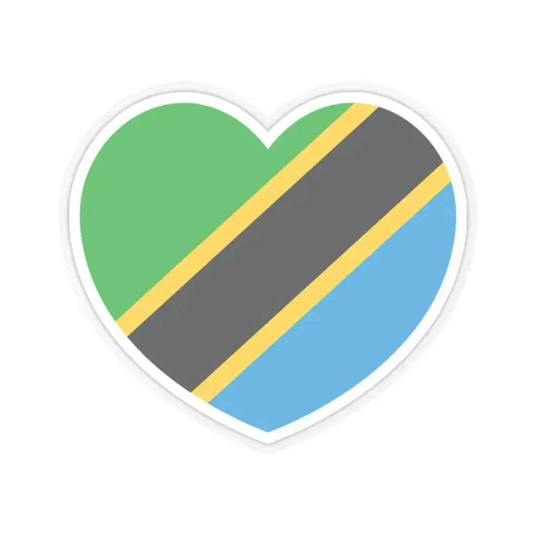 Heart Flag of Tanzania - STICKER Vinyl Kiss-Cut Decal 2 Inch Transparent - The Sticker Space