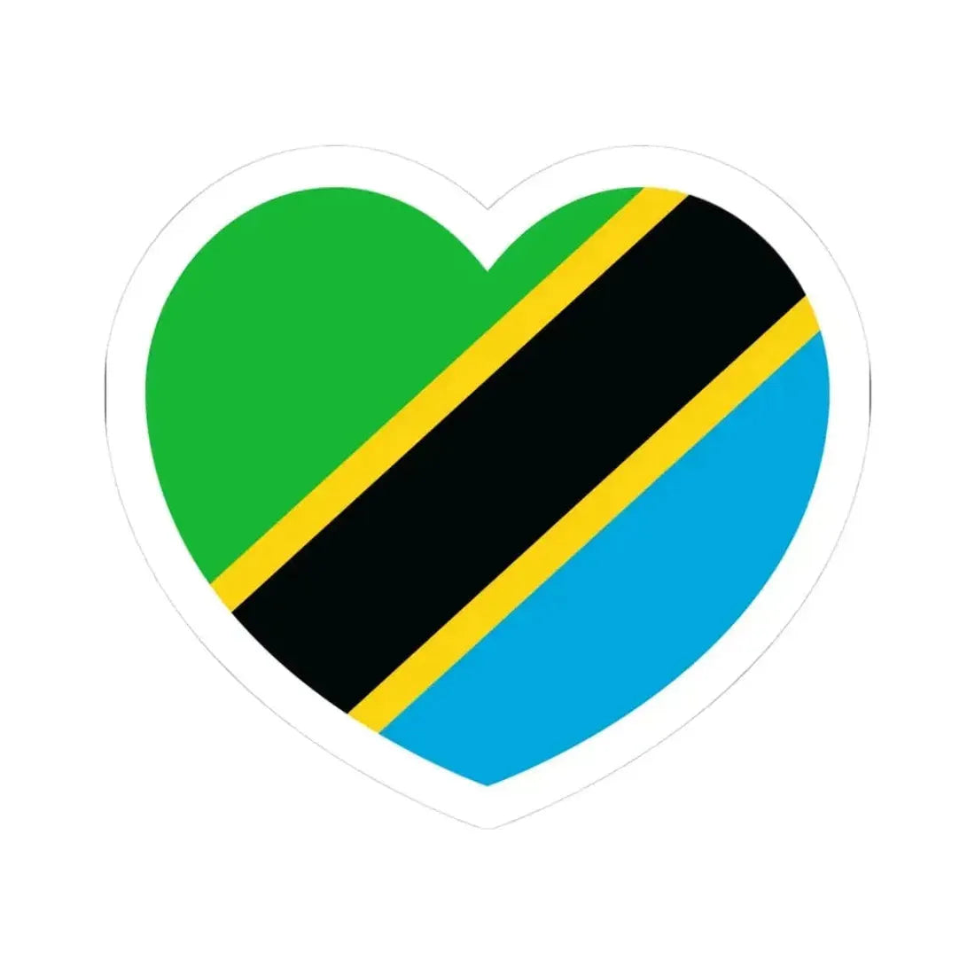 Heart Flag of Tanzania - STICKER Vinyl Kiss-Cut Decal 3 Inch White - The Sticker Space