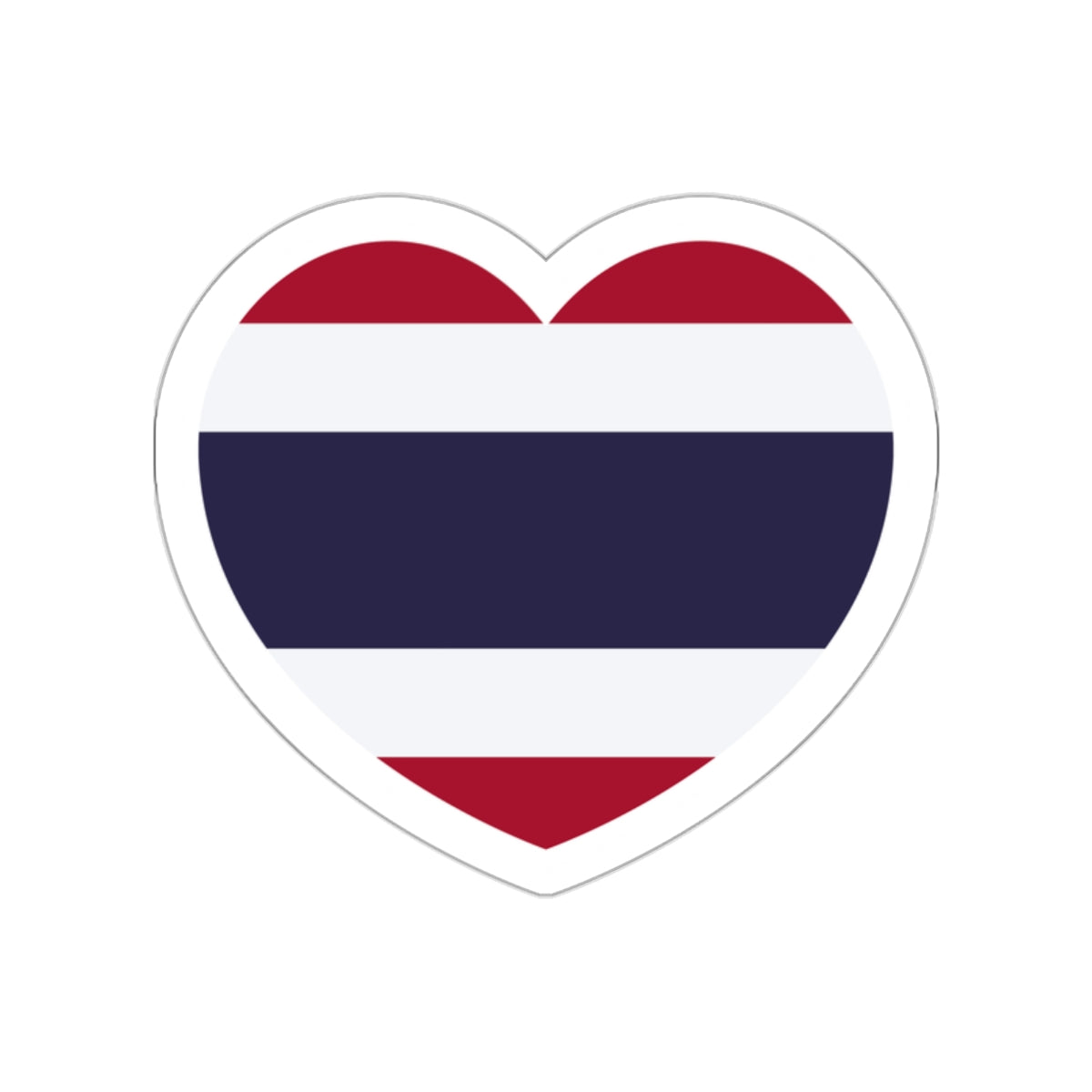 Heart Flag of Thailand - STICKER Vinyl Die-Cut Decal-White-Die-Cut-2 Inch-The Sticker Space