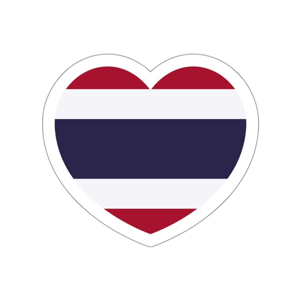 Heart Flag of Thailand - STICKER Vinyl Die-Cut Decal-White-Die-Cut-3 Inch-The Sticker Space