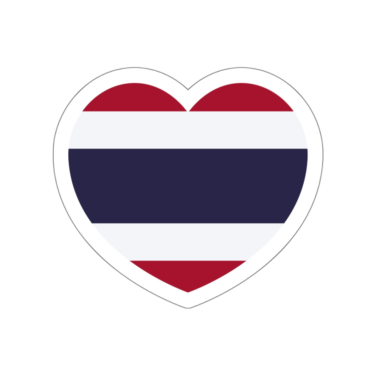 Heart Flag of Thailand - STICKER Vinyl Die-Cut Decal-White-Die-Cut-4 Inch-The Sticker Space